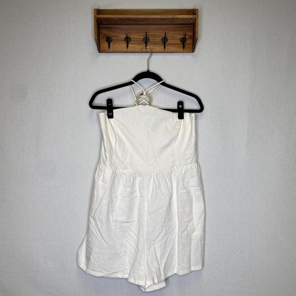 Old Navy | white linen blend O ring halter romper womens‎ size XL NWT NEW - Picture 4 of 10